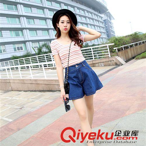 5.21 2015夏新款韓國復(fù)古寬松高腰闊腿牛仔短褲半身裙褲大碼女潮原始圖片2