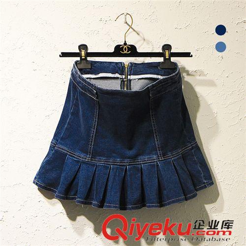 4.1 2105春夏新款韓版荷葉邊魚尾裙拉鏈高腰牛仔半身裙A字裙包臀裙原始圖片2