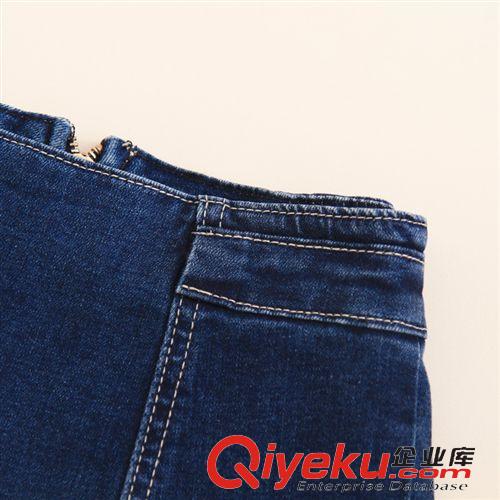 半身裙 2105春夏新款韓版荷葉邊魚尾裙拉鏈高腰牛仔半身裙A字裙包臀裙原始圖片3