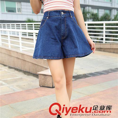 推薦款 2015夏新款韓國復古寬松高腰闊腿牛仔短褲半身裙褲大碼女潮