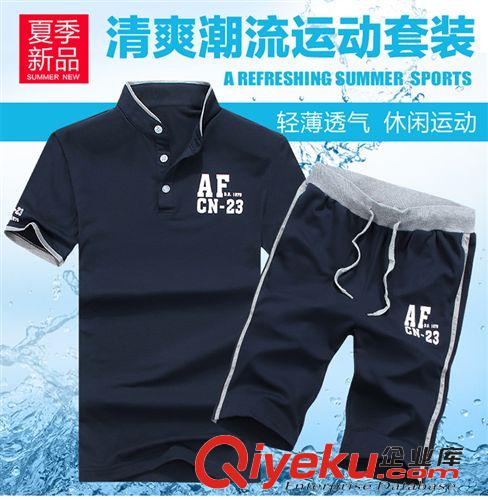 拉希普男裝 拉希普運動套裝男子短袖翻領T恤衫 夏新款休閑透氣短褲男裝套裝