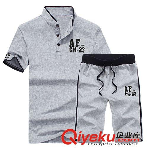 拉希普男裝 拉希普運動套裝男子短袖翻領(lǐng)T恤衫 夏新款休閑透氣短褲男裝套裝
