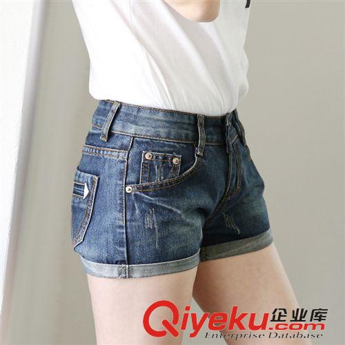 牛仔系列 2015女裝新款韓版中腰短褲修身顯瘦品牌抓紋牛仔褲【廠家直銷】原始圖片3