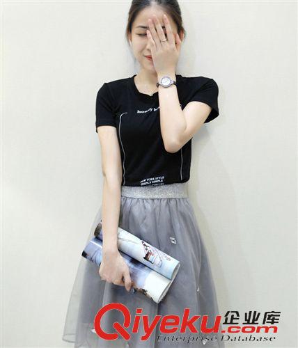 五月新款 夏季新款韓版圓領(lǐng)短袖印花T恤+中腰A字鏤空連衣裙 批發(fā)