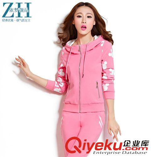 休閑套裝系列 2015春季新款套裝 女士連帽修身衛(wèi)衣兩件套 時(shí)尚休閑運(yùn)動(dòng)服多色