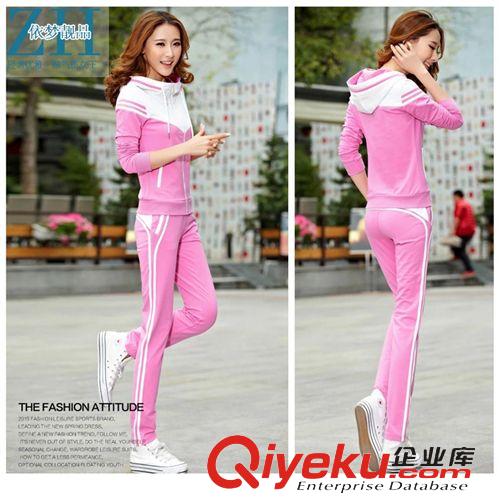 休閑套裝系列 2015春季新品女裝 gd女士運動套裝 百搭休閑連帽修身衛衣兩件套原始圖片3