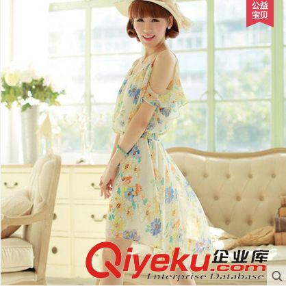 五月四期新款 2015夏季新款雪紡波西米亞吊帶露肩連衣裙中長(zhǎng)款度假沙灘裙好質(zhì)量原始圖片2