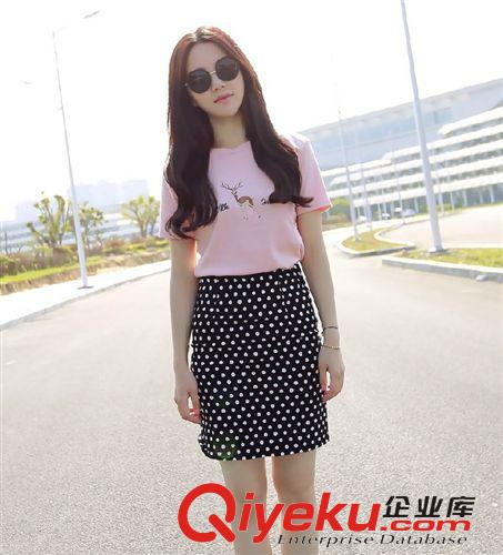 『2015.5月 新款』 韓國2015夏季新款 韓版繡花T恤 波點短裙套裝女 微信代理貨源原始圖片2