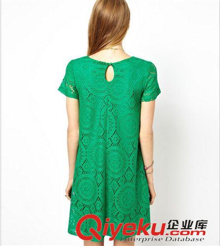 『2015.5月 新款』 歐洲站夏季新款 ebay爆歐美大碼女裝鏤空蕾絲a字連衣裙 外貿(mào)原單原始圖片3