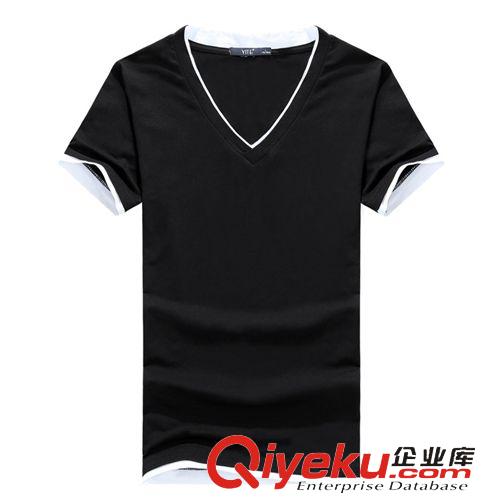 夏季新品專區(qū) 夏季新款男士韓版修身短袖T恤時尚百搭V領(lǐng)男T恤打底衫男裝上衣原始圖片2
