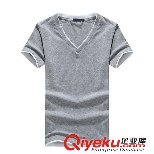 夏季新品專區(qū) 夏季新款男士韓版修身短袖T恤時尚百搭V領(lǐng)男T恤打底衫男裝上衣原始圖片3