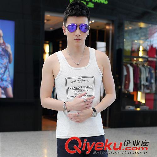 夏季新品專區(qū) 2015夏季新款男士純棉背心時(shí)尚都市字母印花吊帶背心男  廠家直銷