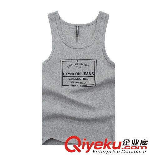 夏季新品專區(qū) 2015夏季新款男士純棉背心時(shí)尚都市字母印花吊帶背心男  廠家直銷原始圖片2