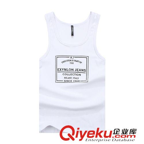 夏季新品專區(qū) 2015夏季新款男士純棉背心時(shí)尚都市字母印花吊帶背心男  廠家直銷原始圖片3