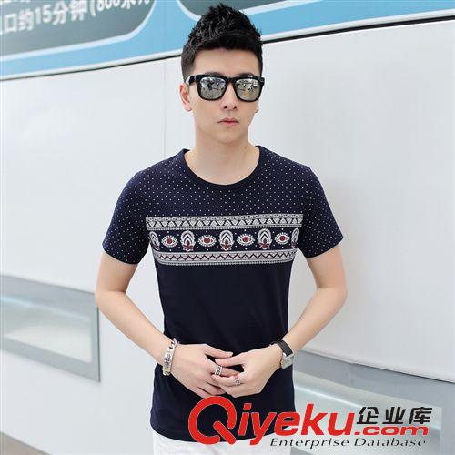 男士T恤 夏季男士T恤新品男式休閑純棉時尚都市青年修身型短袖T恤男裝潮原始圖片2