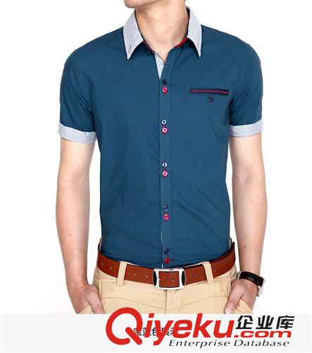 男式襯衫 廠家直銷男士爆款夏季時(shí)尚韓版男上裝襯衫高品質(zhì)插色短袖襯衣