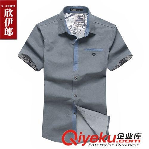 男式襯衫 新品夏季休閑爆款 純棉短袖襯衣時尚修身襯衫 潮男式上裝短襯衣