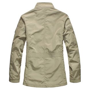 男式棉服 春秋新品 多口袋立領(lǐng)肩章涂層布棉服 修身中長款風(fēng)衣男防寒外套原始圖片3