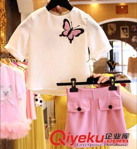 999 親子裝 東大門 2015韓國代購刺繡蝴蝶雪紡衫包臀半身裙套裝母女裝