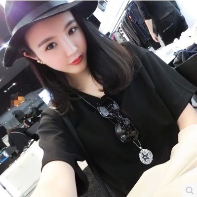 上裝 女式T恤韓版 胖MM大碼顯瘦純色短袖T恤女 {zx1}火爆地攤貨