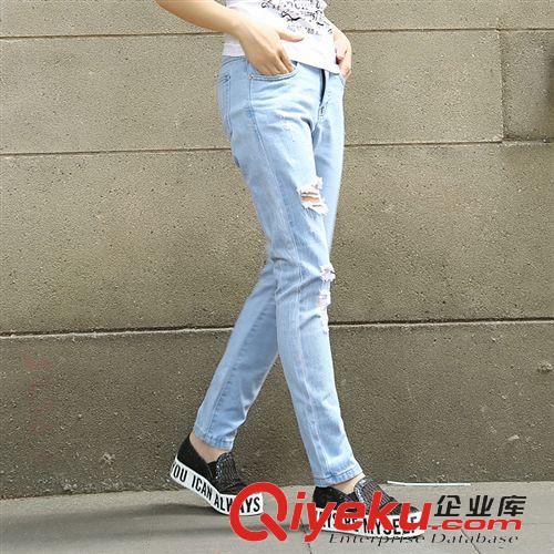 ◆牛仔褲 ◆ 夏裝新款修身破洞牛仔褲女韓版小腳褲女士鉛筆長褲原始圖片3