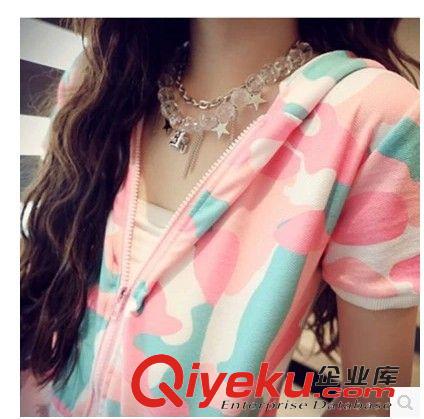 套裝 2015夏裝超粉嫩迷彩健身短褲休閑運(yùn)動套裝 透氣舒適女式短袖原始圖片3