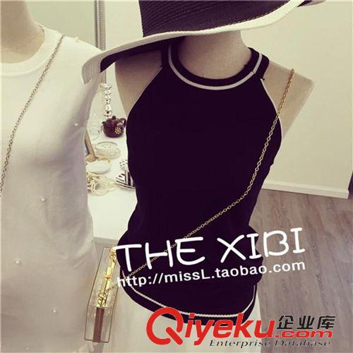 小背心*抹胸 韓版夏季熱銷款 修身顯瘦掛脖針織彈力無袖上衣吊帶掛脖小背心原始圖片2