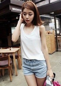 短褲 2015韓版夏季寬松顯瘦高腰牛仔短褲磨破卷邊牛仔女式