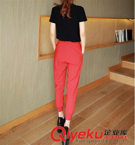 時尚新品 2015歐洲站歐美女裝t恤 小腳褲哈倫褲時尚套裝