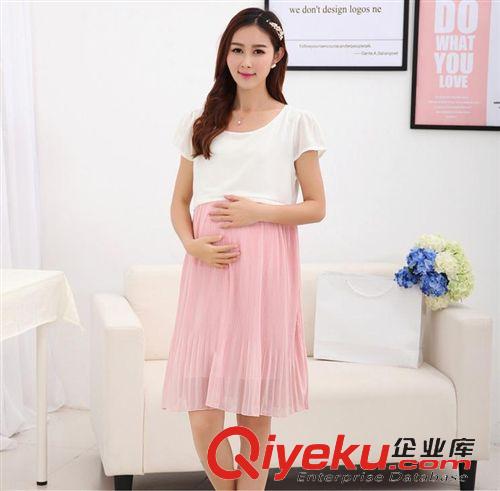 六月新款 新款孕婦裝雪紡連衣裙短袖哺喂奶月子服原始圖片2