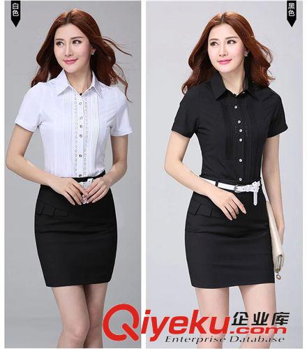 女職業套裝.襯衣.裙子. 2015夏裝女士修身短袖襯衣新款百搭職業女套裝襯衣原始圖片2