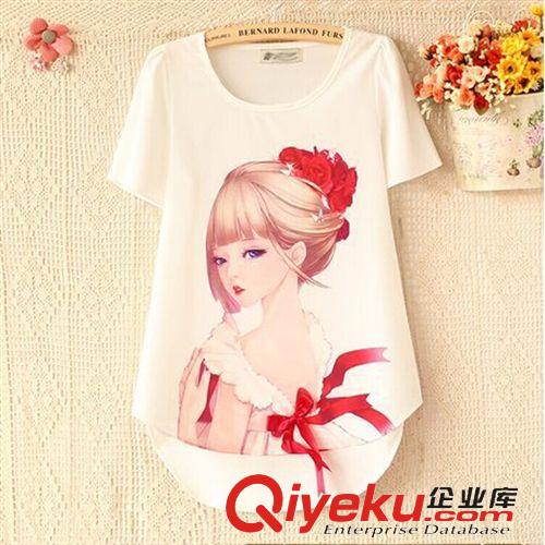 T恤衫 2015夏裝韓國新款時(shí)尚百搭修身純色無袖雪紡衫短款T恤  雪紡上衣