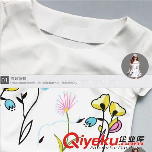 時尚韓版 2015夏季新款香水瓶印花套裝韓版時尚顯瘦短袖圓領兩件套裙子女原始圖片3