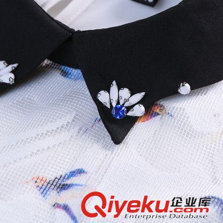 熱銷款蕾絲衫、雪紡衫  襯衫領(lǐng)長(zhǎng)袖雪紡衫潮年春裝新款韓版大碼蕾絲女裝打底衫原始圖片3