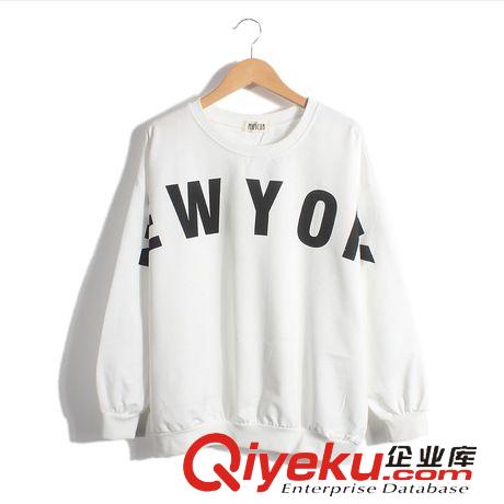 ★2015新款{dy}期★ 原宿風(fēng)個(gè)性前衛(wèi) 英文字母寬松百搭純棉長袖衛(wèi)衣 時(shí)尚女裝批發(fā)代發(fā)原始圖片3