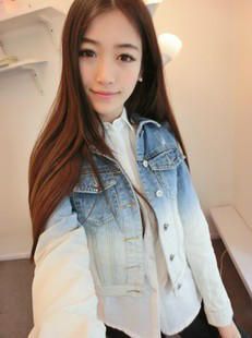 ★牛仔系列★ 外貿原單批發 時尚百搭牛仔上衣  漸變洗水牛仔小外套 女牛仔衣原始圖片3