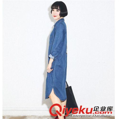 ★牛仔系列★ 歐洲站新款女裝批發 氣質卡通米奇休閑長款牛仔上衣 一件代發原始圖片3
