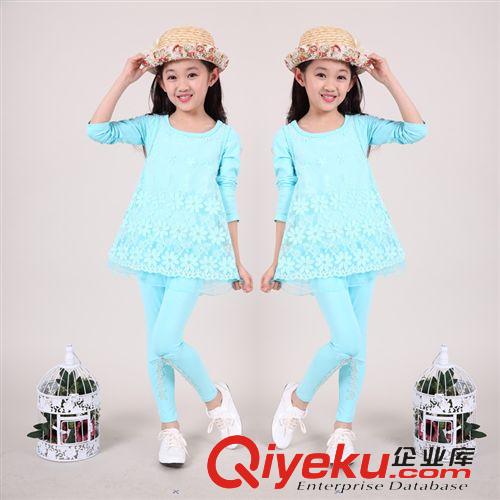 2015春季專場(chǎng) 2015夏季新款女童裙套裝蕾絲太陽(yáng)花甜美中大童群爆款代理批發(fā)廠家原始圖片2