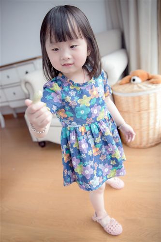 童褲 童裙女童連衣裙夏2015小童寶寶公主碎花朵純棉薄牛仔連衣裙原始圖片3