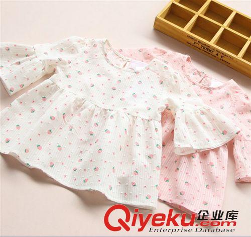 童襯衫 2015新款女童襯衫夏 韓版童裝女童上衣喇叭袖中袖娃娃衫一件代發