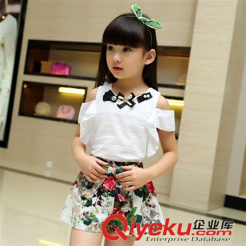 女童專區(qū) 童裝女童套裝夏2015新款夏季韓版潮休閑套裝碎花中大童無(wú)袖短褲套原始圖片3