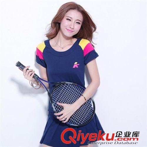 套裝系列 2015新款夏裝女網(wǎng)球服運(yùn)動(dòng)休閑套裝短袖防走光褲裙修身原始圖片3