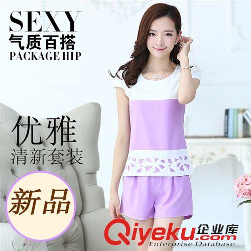 套裝系列 2015夏裝新款氣質(zhì)復(fù)古短袖熟女兩件套裝女 (實拍)原始圖片2