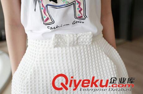 褲裝 2015夏裝新款女裝顯瘦立體暗格花苞短褲蝴蝶結(jié)收腰闊腿休閑褲原始圖片3