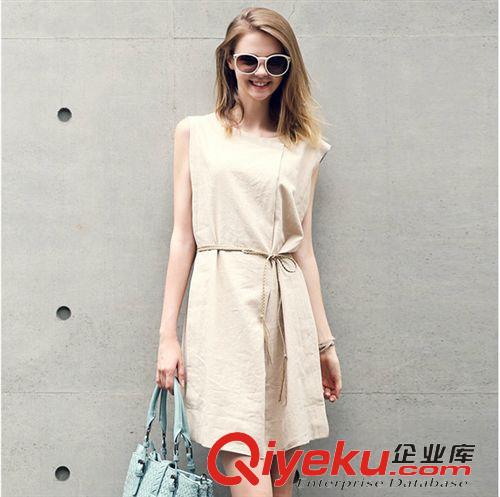 棉麻服裝 歐洲站2015新款亞麻連衣裙夏歐美棉麻無袖裙子潮夏季氣質女原始圖片3