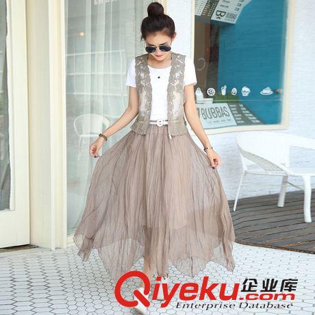 棉麻服裝 東大門2015夏裝新款韓版大碼女裝寬松中長款印花棉麻連衣裙潮女