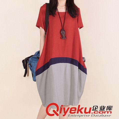 棉麻服裝 2015新款森女水墨畫印花文藝范棉麻大碼無袖圓領連衣裙背心裙