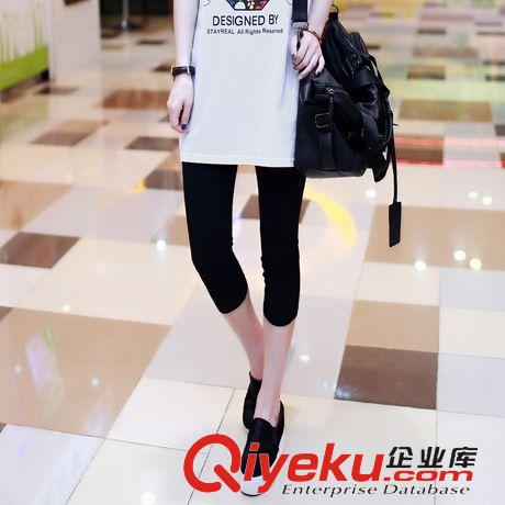 大码女装 欧洲站2015夏装新款大码纯棉弹力显瘦外穿七分打底裤女装薄款潮品