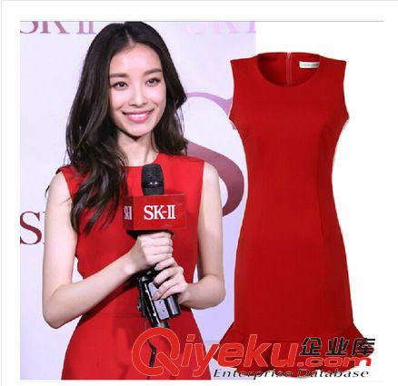 四月新品一期 2015夏季新款無袖后V露背復(fù)古雪紡背心蓬蓬裙假兩件套連衣裙女裝