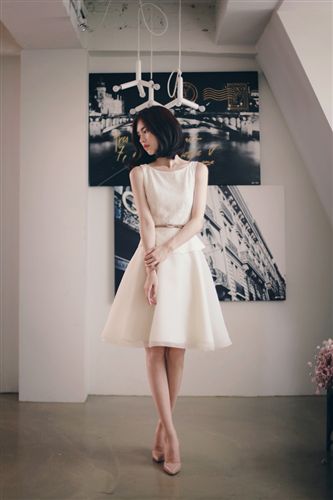 四月新品一期 2015夏季新款無袖后V露背復(fù)古雪紡背心蓬蓬裙假兩件套連衣裙女裝原始圖片2